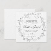 Joodse bruiloft Nodig weelderige bladeren houtskoo Kaart (Voorkant / Achterkant)