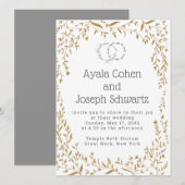 Joodse bruiloft nodigt rustieke wijnstokken gouden kaart (Voorkant / Achterkant)