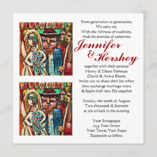 Joodse bruiloft onder de Chuppah : Wit Kaart
