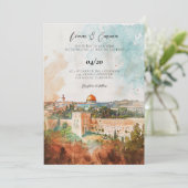 Joodse bruiloft uitnodiging | Jeruzalem Uitnodigen (Staand voorkant)