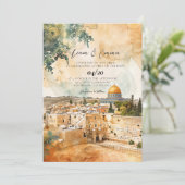 Joodse bruiloft uitnodiging | Jeruzalem uitzicht U (Staand voorkant)