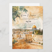 Joodse bruiloft uitnodiging | Jeruzalem uitzicht U (Voorkant / Achterkant)