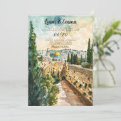 Joodse bruiloft uitnodiging met Israël Landschap (Staand voorkant)