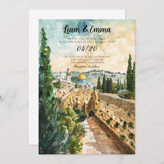 Joodse bruiloft uitnodiging met Israël Landschap (Voorkant / Achterkant)