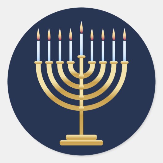 Joodse Chanoeka menorah Ronde Sticker (Voorkant)