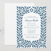 Joodse davidster verlaat bar of bat mitswa kaart (Voorkant / Achterkant)