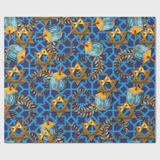 Joodse Dreidel Cadeaupapier (Vlak)