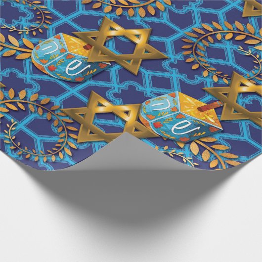 Joodse Dreidel Cadeaupapier (Hoek)