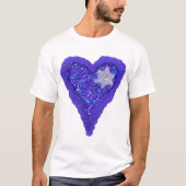 Joodse en Trotse Ster van David glitter hart T-shirt (Voorkant)