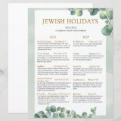 Joodse feestdag kalender 2024 2025 Sage Green (Voorkant / Achterkant)