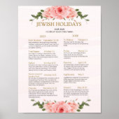 Joodse feestdag kalender 2025 2026 Perzik bloemen Poster (Voorkant)