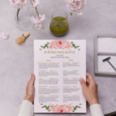 Joodse feestdag kalender 2025 2026 Perzik bloemen Poster