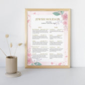 Joodse feestdag kalender 2025 2026 Roze bloemen 57 Poster