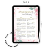 Joodse feestdag kalender 2025 2026 Roze bloemen 57 Poster