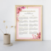 Joodse Feestdagenkalender 2025 2026 Roze bloem Poster