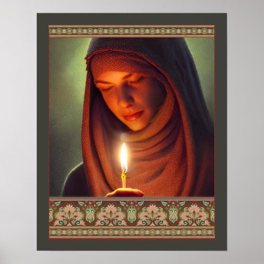  Joodse Fine Art Vrouw met Kaarsenkunst Poster (Voorkant)