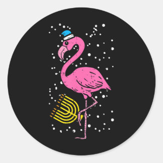 Joodse Flamingo Menorah Vogelliefhebber Chanoeka Ronde Sticker