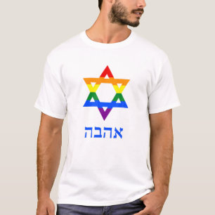 Joodse Gay Geschenk Ster Van David Regenboog Hebre T-shirt