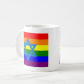 Joodse Gay Pride Flag Koffiemok (Voorkant links)