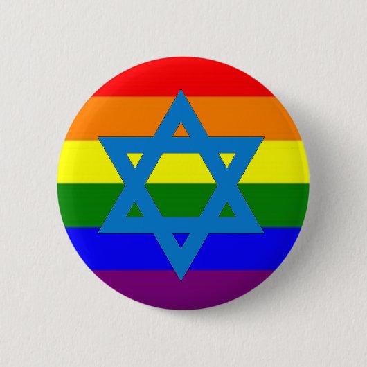 Joodse Gay Pride Flag Ronde Button 5,7 Cm (Voorkant)