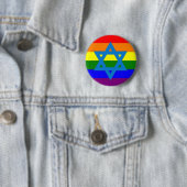 Joodse Gay Pride Flag Ronde Button 5,7 Cm (In situ)