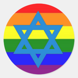 Joodse Gay Pride Flag Ronde Sticker