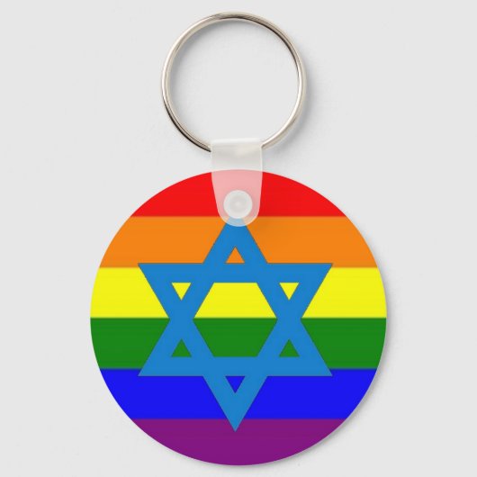 Joodse Gay Pride Flag Sleutelhanger (Voorkant)