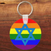 Joodse Gay Pride Flag Sleutelhanger (Voorkant)