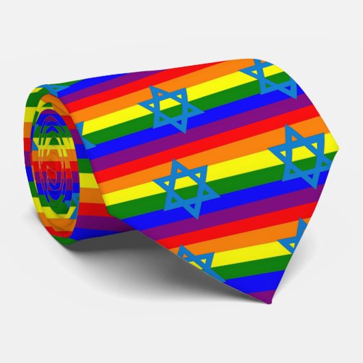 Joodse Gay Pride Flag Stropdas (Opgerold)