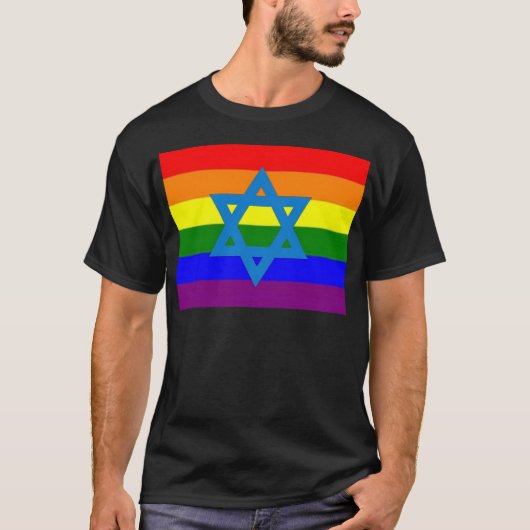 Joodse Gay Pride Flag T-shirt (Voorkant)