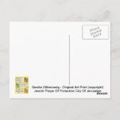 Joodse gebeden van de beschermde stad Jeruzalem Briefkaart (Achterkant)