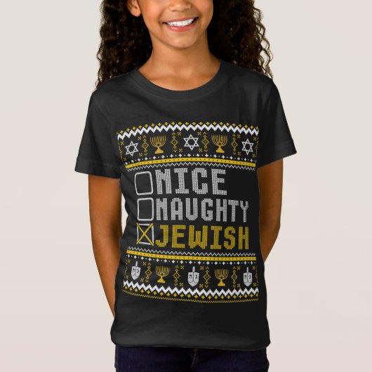 Joodse Grappige Kerstmis Pyjama Chanoeka Joodse Ch T-shirt (Voorkant)