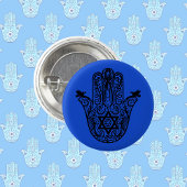 Joodse Hamsa met Ster van David Ronde Button 3,2 Cm