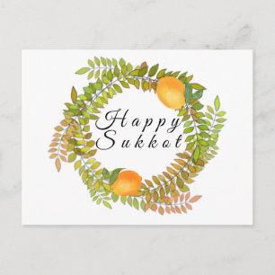 Joodse Happy Sukkot-citroenen en -bladeren Briefkaart