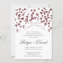 Joodse Hebreeuwse bruiloft uitnodiging wijngaard