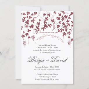 Joodse Hebreeuwse bruiloft uitnodiging wijngaard