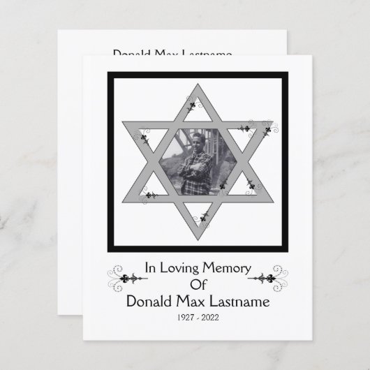 joodse herdenkingskaart (Voorkant / Achterkant)