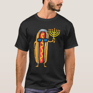 Joodse Hotdog Grappig Eten Hanukkah Pyjama's Chanu T-shirt
