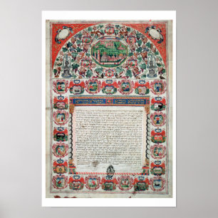Joodse huwelijksovereenkomst (vellum) poster