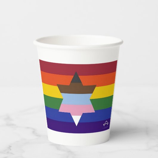 Joodse Inclusieve Pride Flag Papieren Kopjes Bekers (Voorkant)