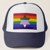 Joodse Inclusieve Pride vlag Honkbal Hoed Trucker Pet (Voorkant)