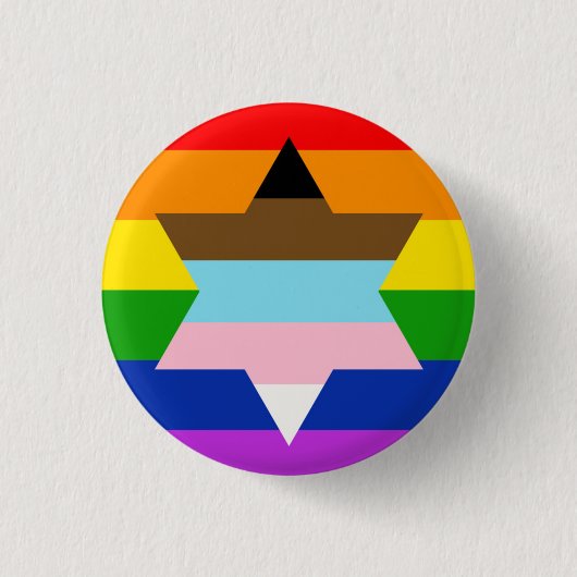 Joodse Inclusive Pride Flag Buttonnen Ronde Button 3,2 Cm (Voorkant)