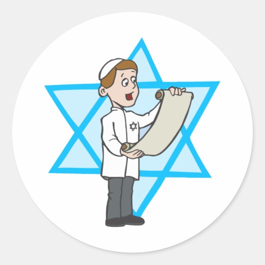 Joodse jongen ronde sticker (Voorkant)
