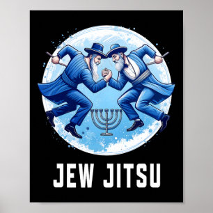 Joodse Jood Jitsu Grappig Hanukkah Rabbi Karate Ch Poster