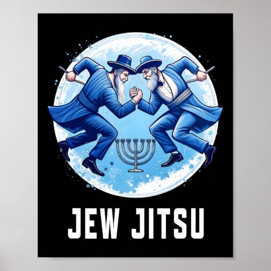 Joodse Jood Jitsu Grappig Hanukkah Rabbi Karate Ch Poster (Voorkant)