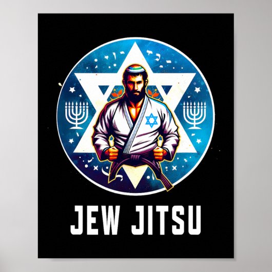 Joodse Jood Jitsu Grappig Hanukkah Rabbi Karate Ch Poster (Voorkant)