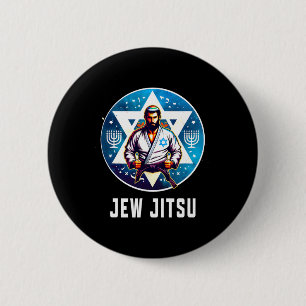 Joodse Jood Jitsu Grappig Hanukkah Rabbi Karate Ch Ronde Button 5,7 Cm