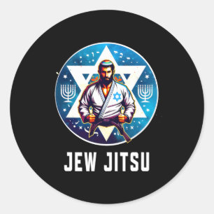 Joodse Jood Jitsu Grappig Hanukkah Rabbi Karate Ch Ronde Sticker