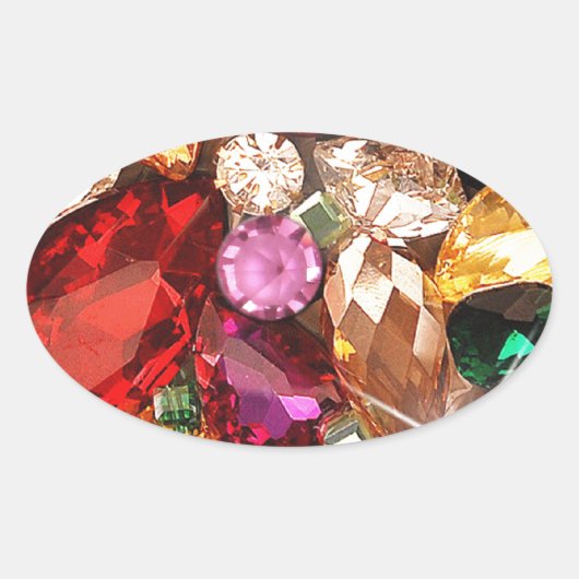 Joodse juwelen Sparkle Pareltjes Kleur Ovale Sticker (Voorkant)