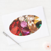 Joodse juwelen Sparkle Pareltjes Kleur Ovale Sticker (Envelop)